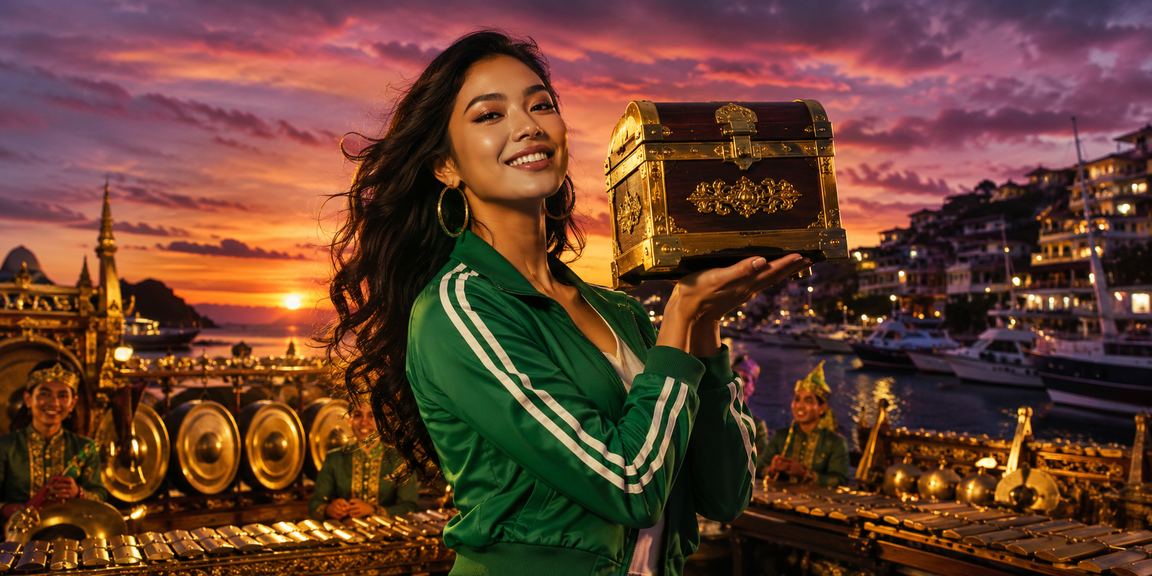 Suasana festival hiburan casino dengan dekorasi meriah dan pengguna yang antusias